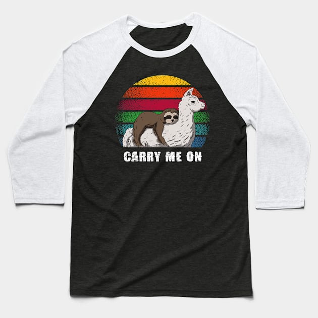 CARRY ME ON-  LLAMA & SLOTH Baseball T-Shirt by Pannolinno